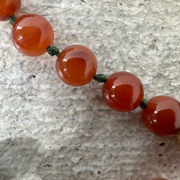 Vintage 14k Gold Balls With Hand Knotted Jade Beads Necklace - Picture 6 of 12